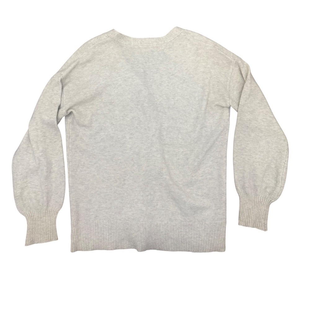 LOFT Womens Light Gray Heathered V-Neck Henley Pullover‎ Sweater Size S - Picture 6 of 6